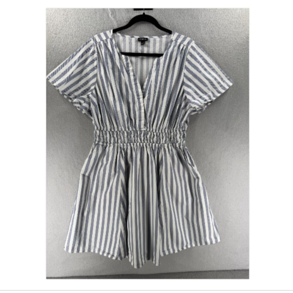 torrid White and Light Blue Striped Mini Dress